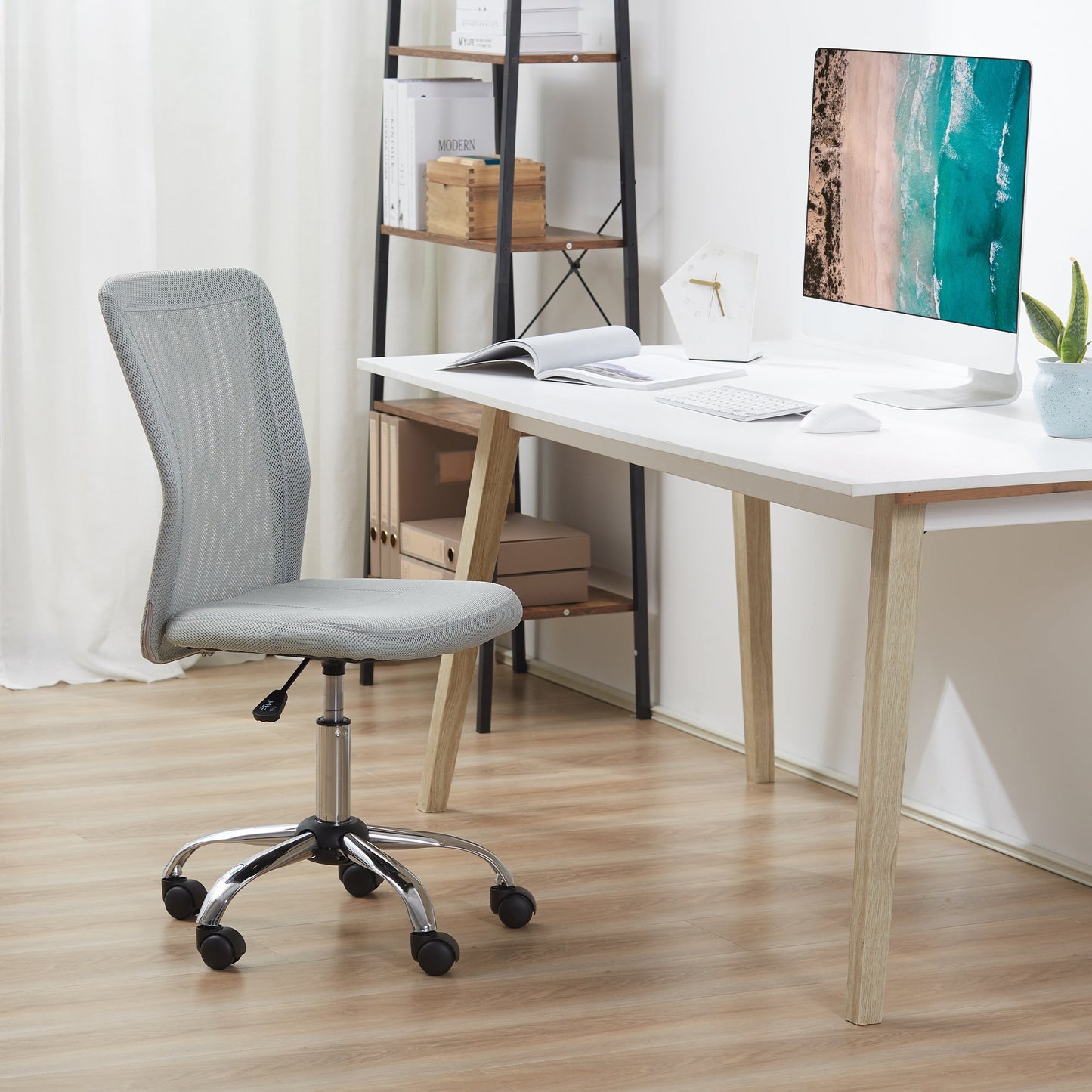 Vinsetto Home Office Mesh Task Chair Ergonomic Armless Mid Back Height Adjustable with Swivel Wheels