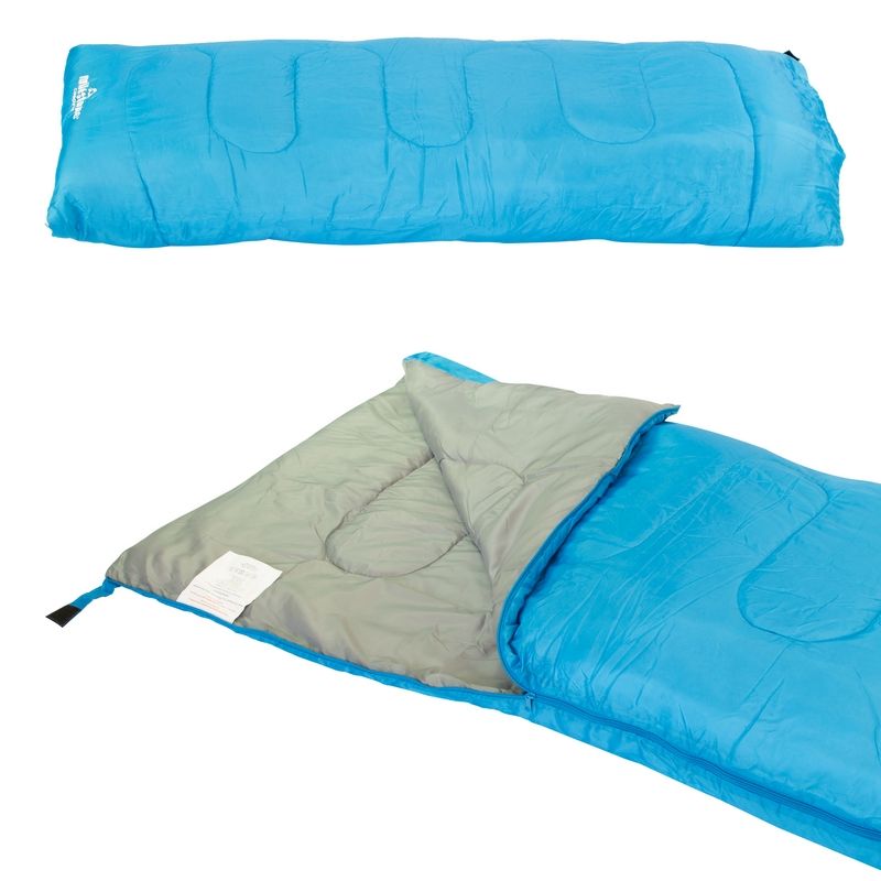 Milestone Camping Two Season Sleeping Bag Single Envelope Blue And Grey