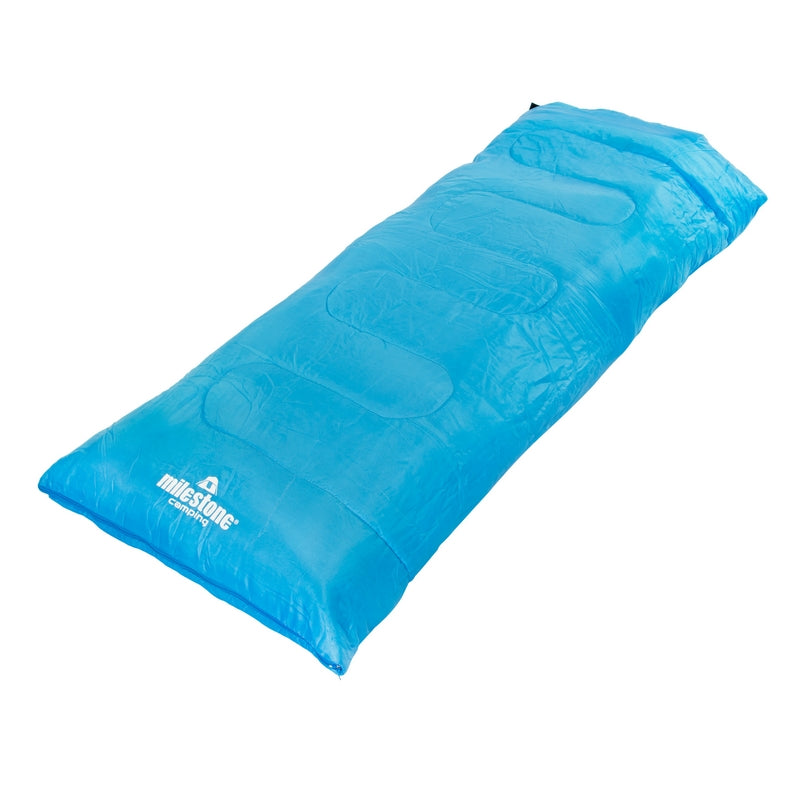 Milestone Camping Two Season Sleeping Bag Single Envelope Blue And Grey