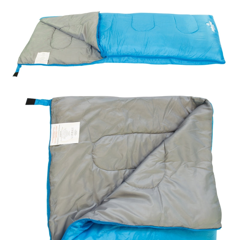 Milestone Camping Two Season Sleeping Bag Single Envelope Blue And Grey