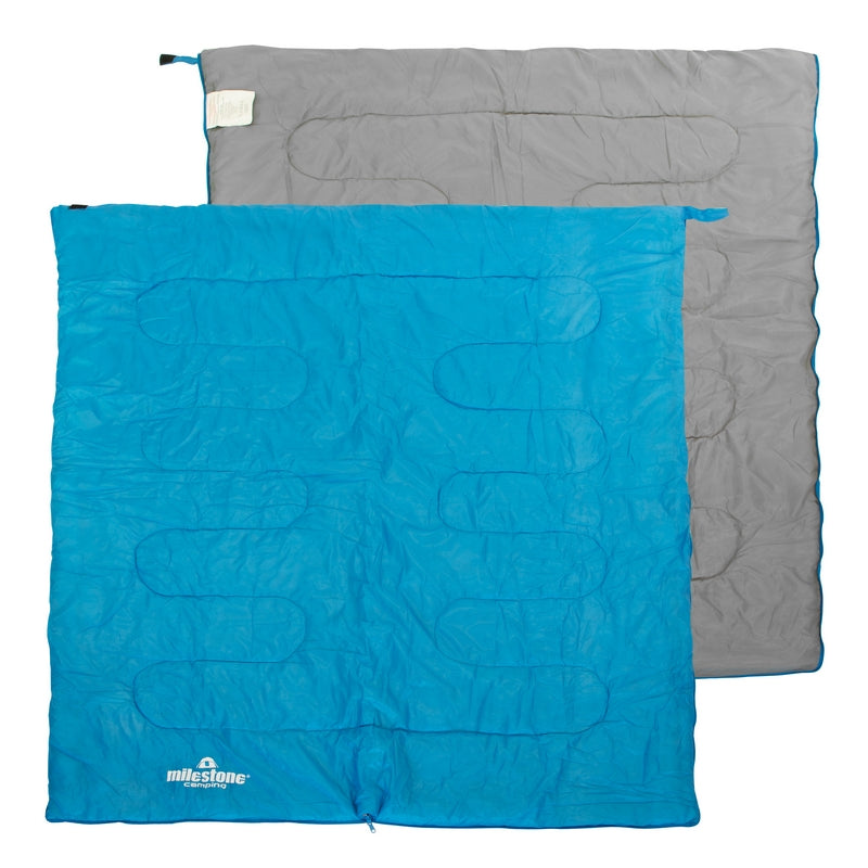 Milestone Camping Two Season Sleeping Bag Single Envelope Blue And Grey