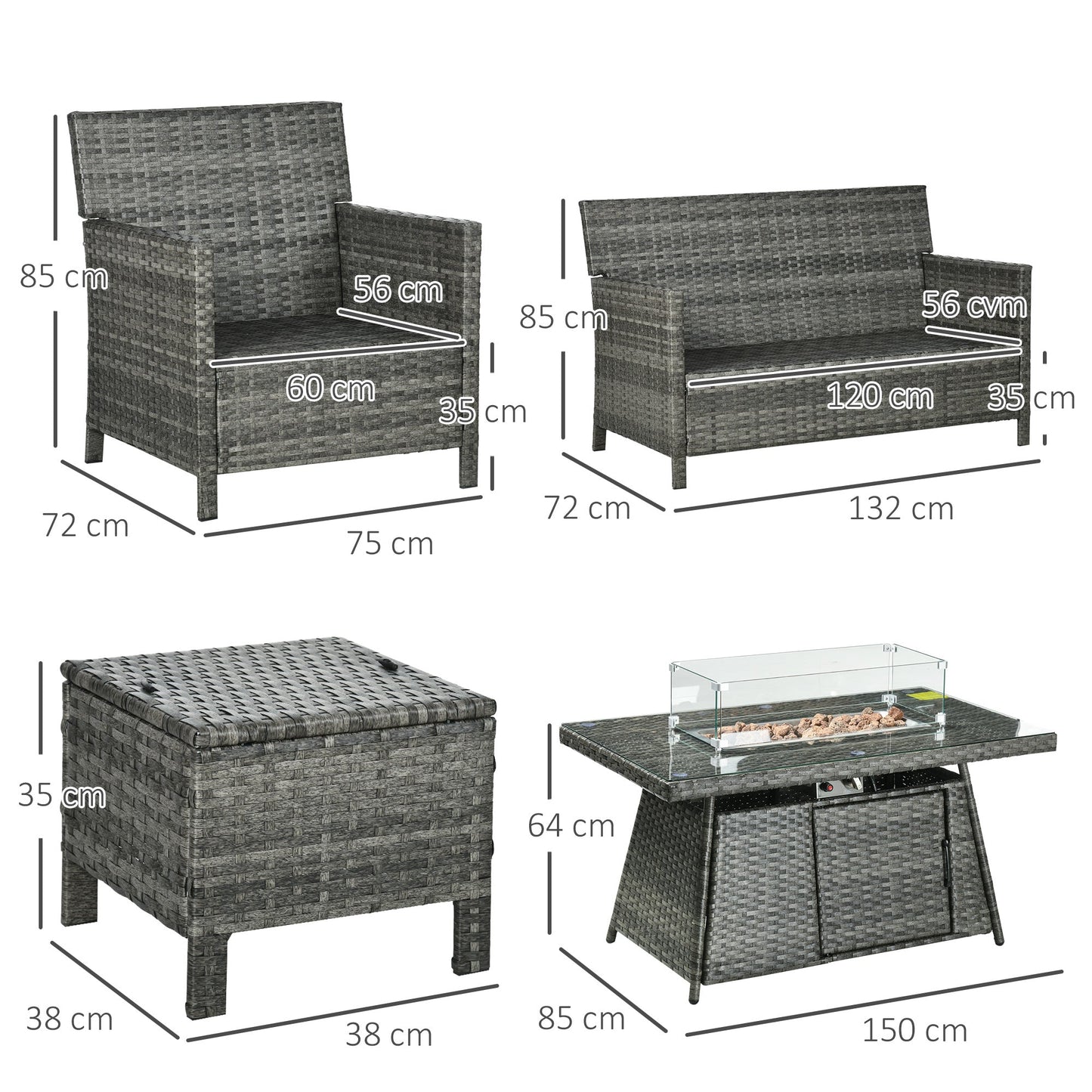 6 Seater Rattan Garden Furniture Set