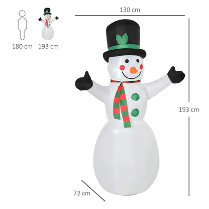 Homcom 6.5 Foot Inflatable Snowman LED Christmas Xmas Air Blown Holiday Decoration Outdoor Garden Decor