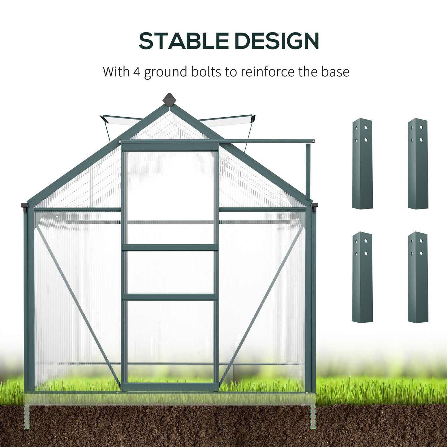 Outsunny Clear Polycarbonate Greenhouse Large Walk-In Green House Garden Plants Grow Galvanized Base Aluminium Frame W/ Slide Door (6 X 10Ft)