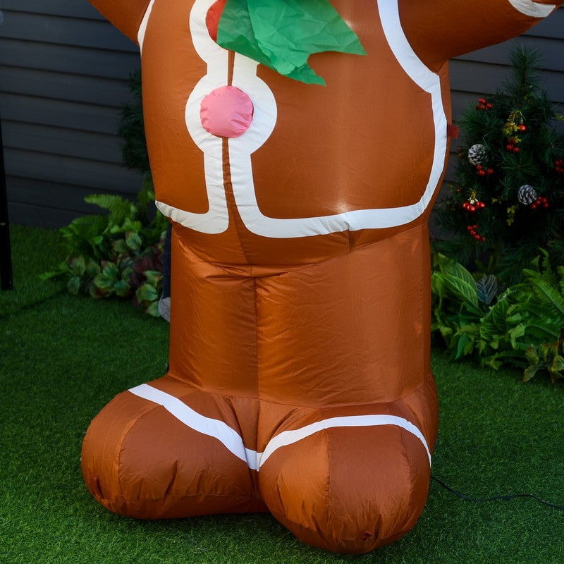 Homcom 6 Foot LED Polyester Outdoor Christmas Inflatable Gingerbread Man