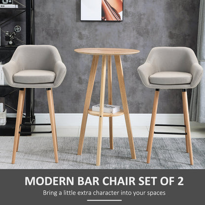 Set of 2 Bar Stools Modern Upholstered Seat Bar Chairs w/ Metal Frame