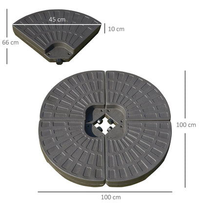 4-Piece Portable Round Parasol Base Umbrella Cross Stand Weights Holder Sand or Water Fillable