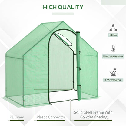 3.4x5.9ft Walk-In Greenhouse Outdoor Garden Plant Shelter w/ Steel Frame Window