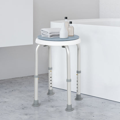 Aluminium 360°Swivel Shower Stool Blue & White