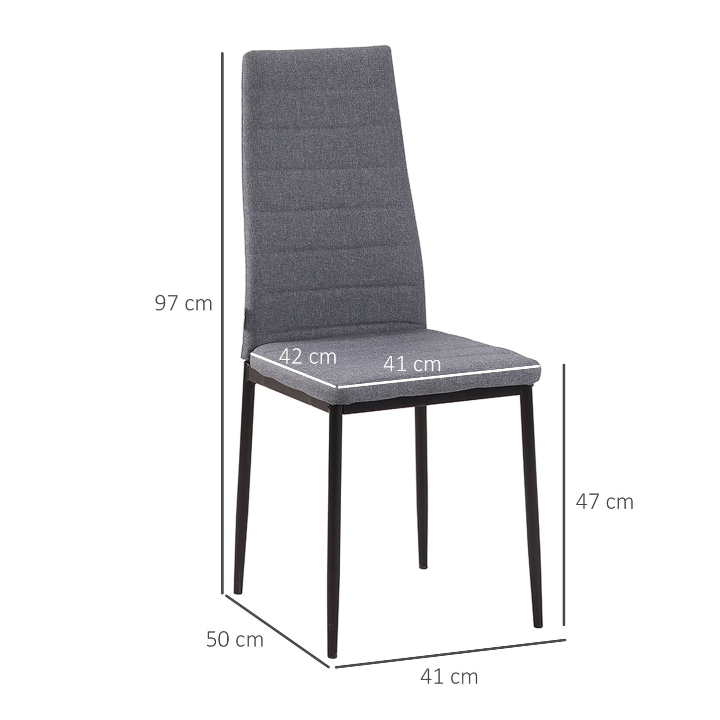 High Back Dining Chairs Modern Upholstered Linen-Touch Fabric Accent Chairs with Metal Legs for Kitchen