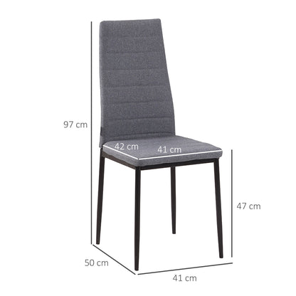 High Back Dining Chairs Modern Upholstered Linen-Touch Fabric Accent Chairs with Metal Legs for Kitchen