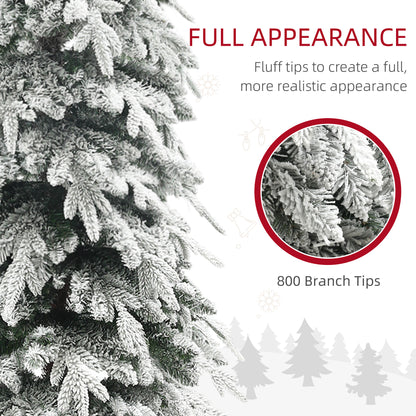 7ft Slim Christmas Tree Artificial - White Frosted Green Slim  800 Tips