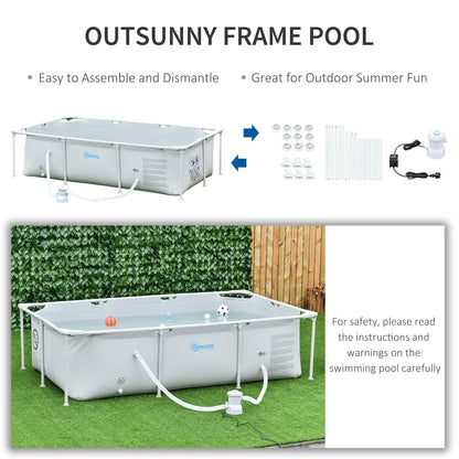 Steel Frame Swimming Pool w/ Filter Pump and Reinforced Sidewalls Rust Resistant