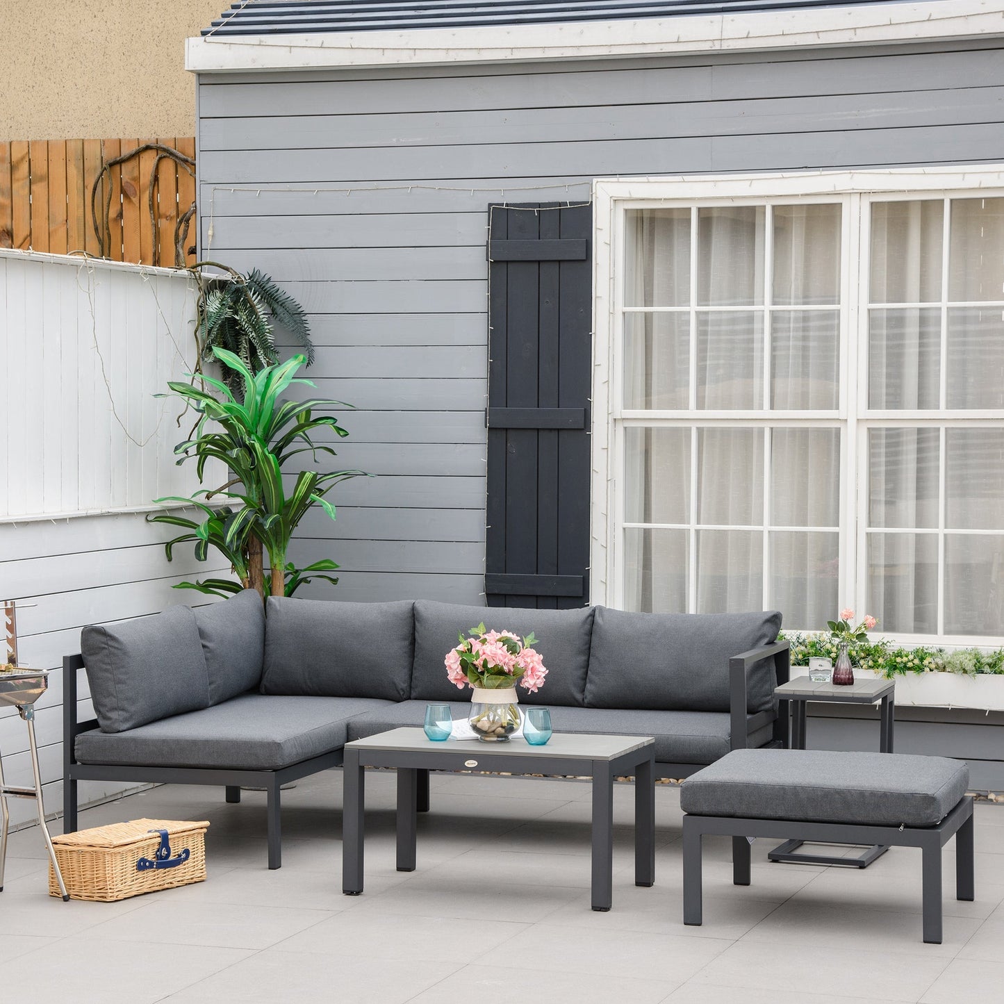 Outsunny 5-Piece L-Shaped Garden Furniture Set