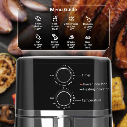 1500W 4.5L Air Fryer 8 Presets With Rapid Air Circulation Black & Steel