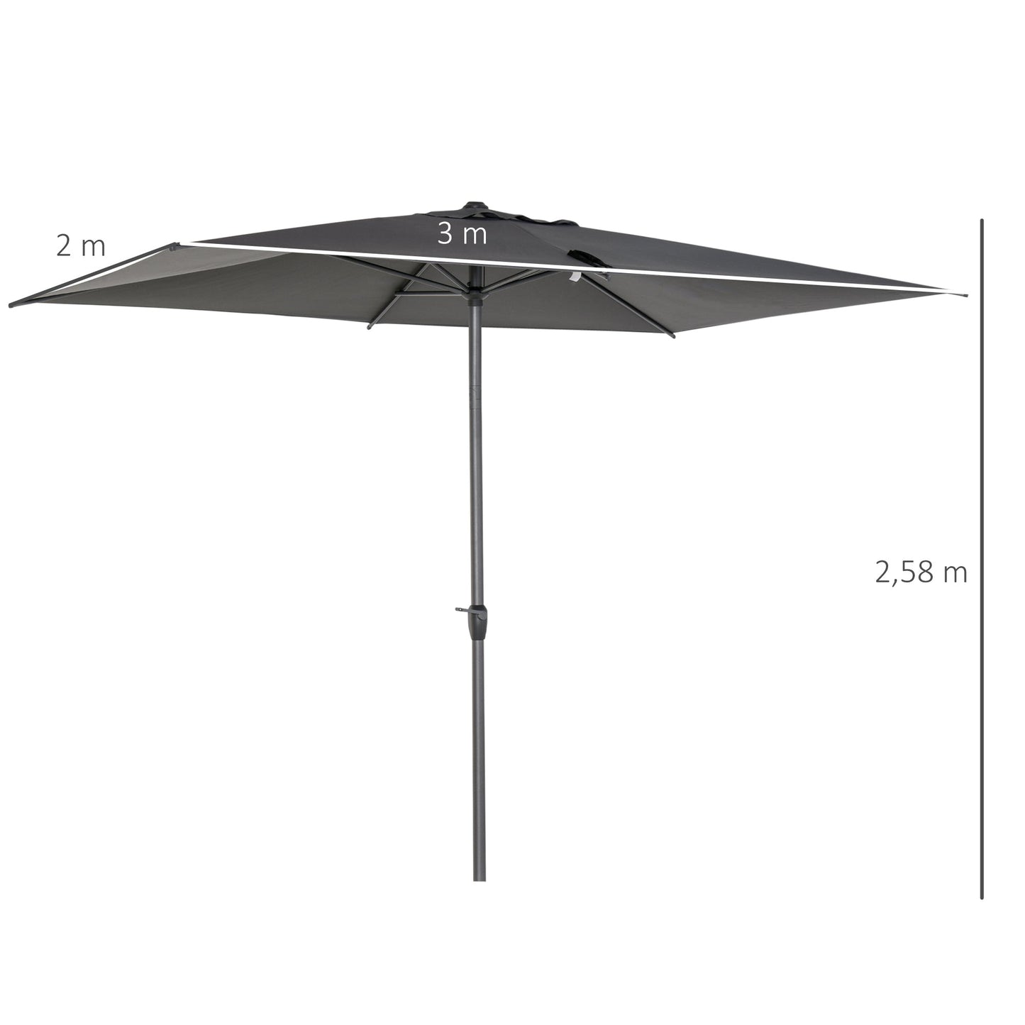 Outsunny 3 X 2M Garden Parasol Umbrella