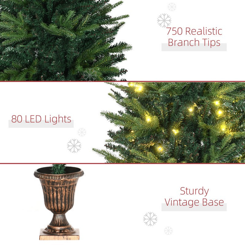 4 Foot Pre-Lit Artificial Christmas Spruce Tree