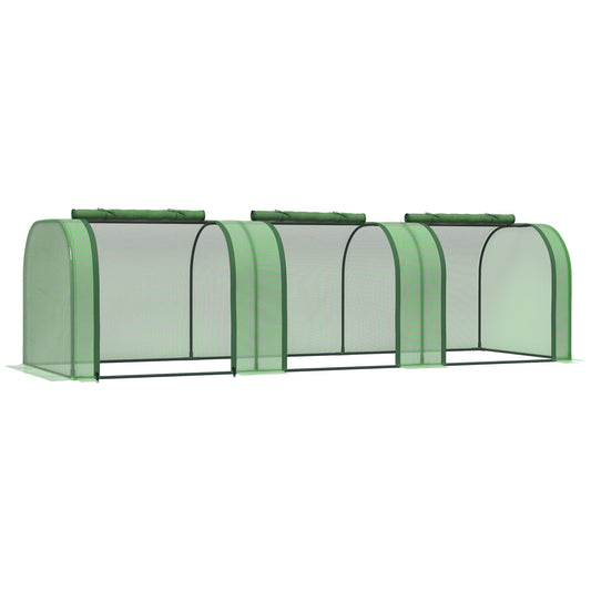 Small Polytunnel Greenhouse Green Grow House Steel Frame for Garden Backyard with Zipper Doors 295x100x80 cm Green