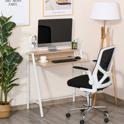 Two-Tier Metal Frame Writing Desk - Oak-Effect