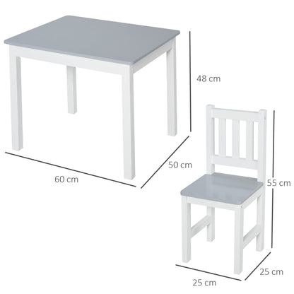 Homcom Kids Three-Piece Table and Chairs Set  Grey & White