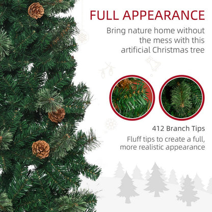 5.5 Foot Tall Pencil Slim Artificial Christmas Tree with Realistic Branches