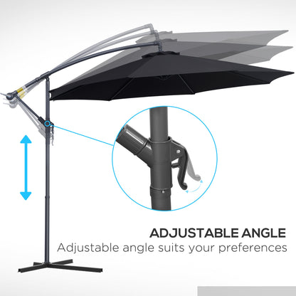 Outsunny 3 M Banana Parasol-Black