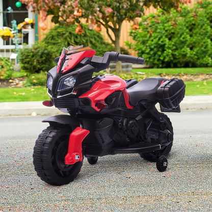 Kids 6V Electric Ride On Motorcycle Vehicle w/ Lights Horn Realistic Sounds Outdoor Play Toy for 1.5-4 Years Old Red