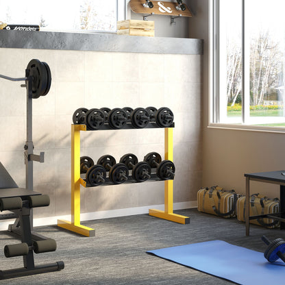 2 Tier 270kg Capactity Weight Rack Steel Yellow & Black by Sportnow