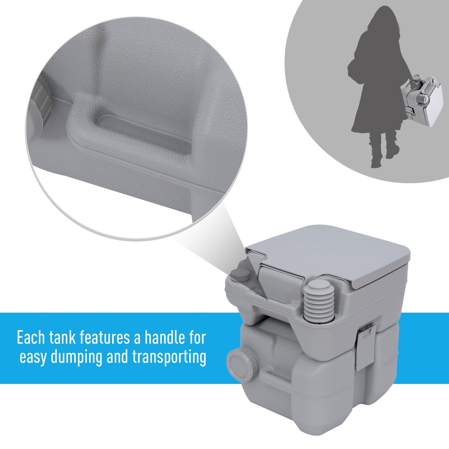 Portable Camping Toilet Potty Mobile Toilet-Grey