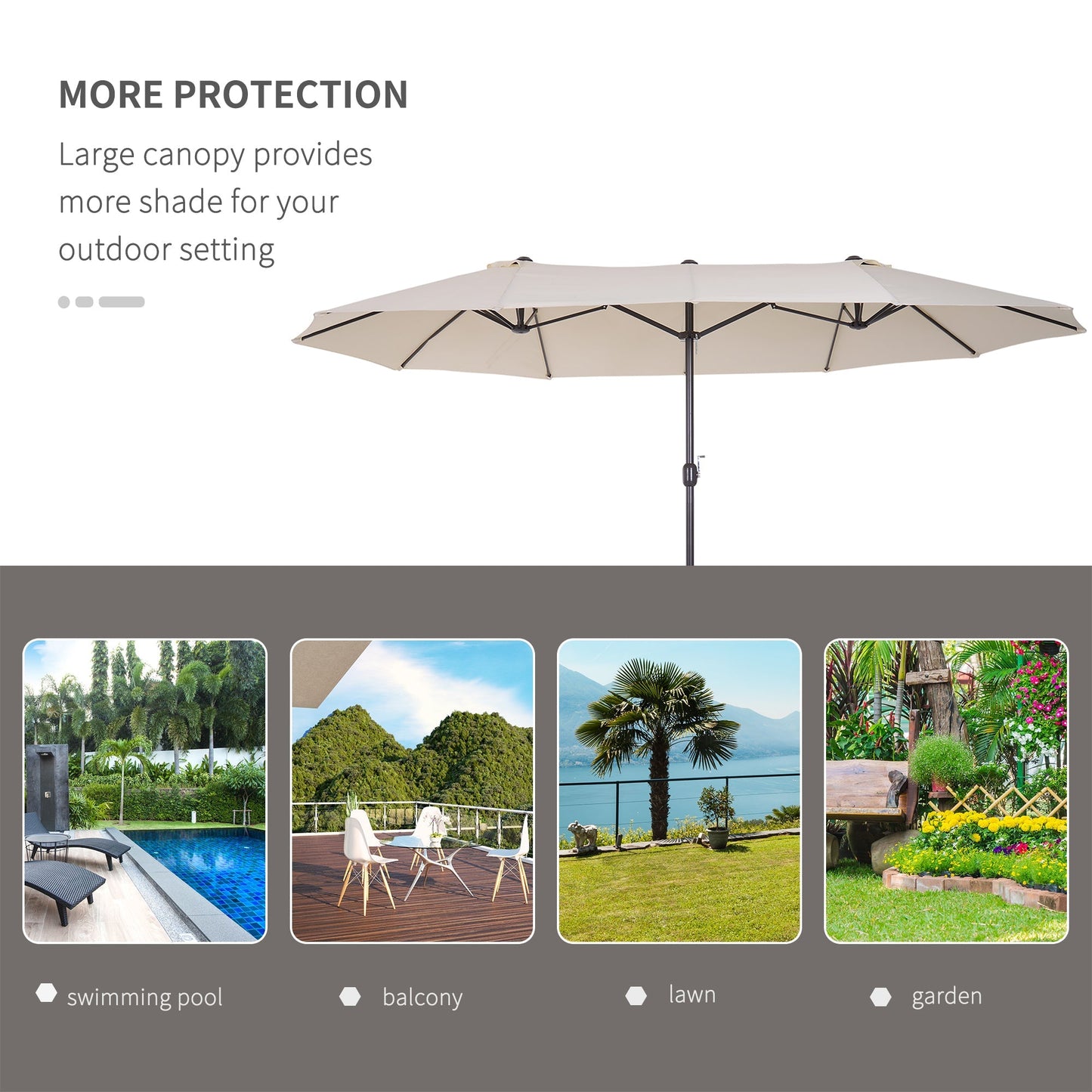 4.6m Double-Sided Patio Parasol Sun Umbrella-Beige