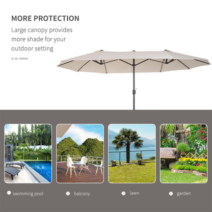 4.6m Double-Sided Patio Parasol Sun Umbrella-Beige