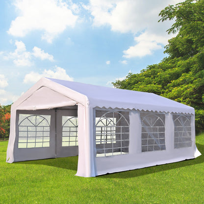 6m x 4 m Garden Gazebo Portable Carport Shelter w/ Removable Sidewalls & Doors Party Tent Shelter Car Canopy