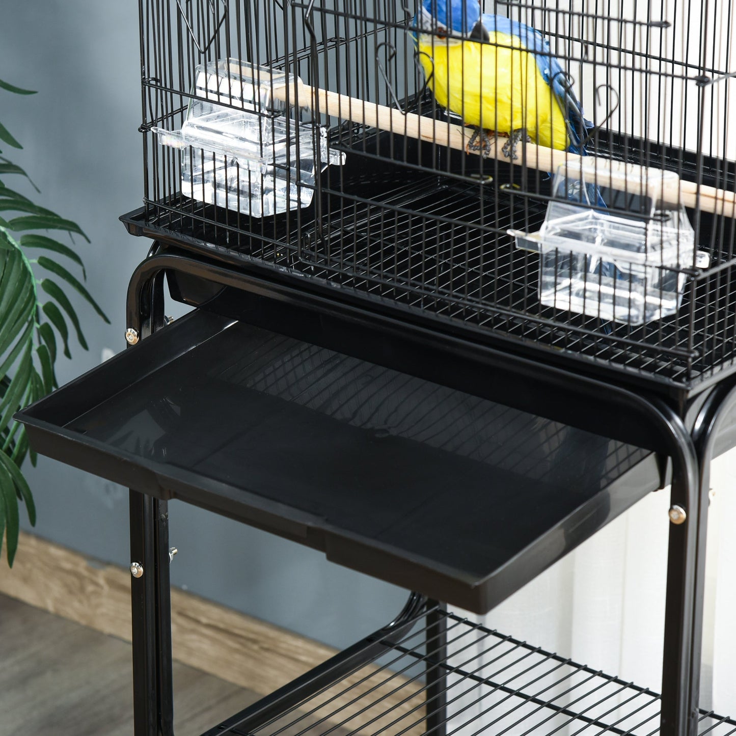 Grille 157cm Bird Cage Wheeled Black by Pawhut