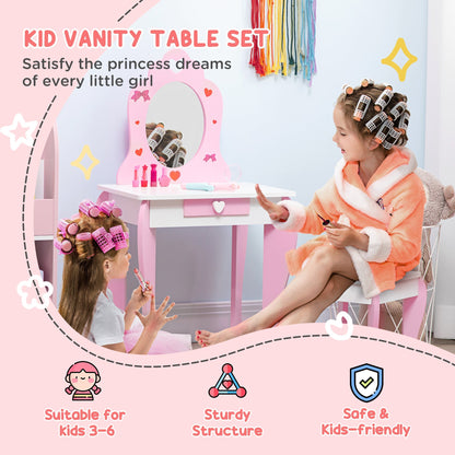 ZONEKIZ Kids Dressing table Set w/ Mirror