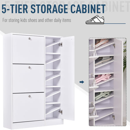 4 Compartment Shoe Storage Cabinet w/ Shelves Footwear Home Office Stylish Unit Anti-Tipping Child Pet Safety Bedroom Hallway