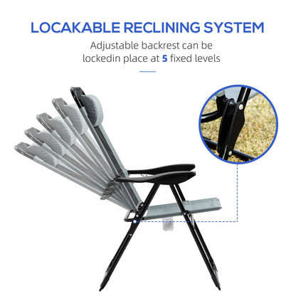 Set of 2 Portable Folding Recliner Outdoor Patio Adjustable Backrest