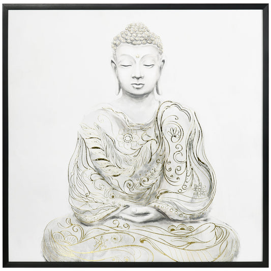 Canvas Wall Art Gold Textured Buddha Sit in Meditation