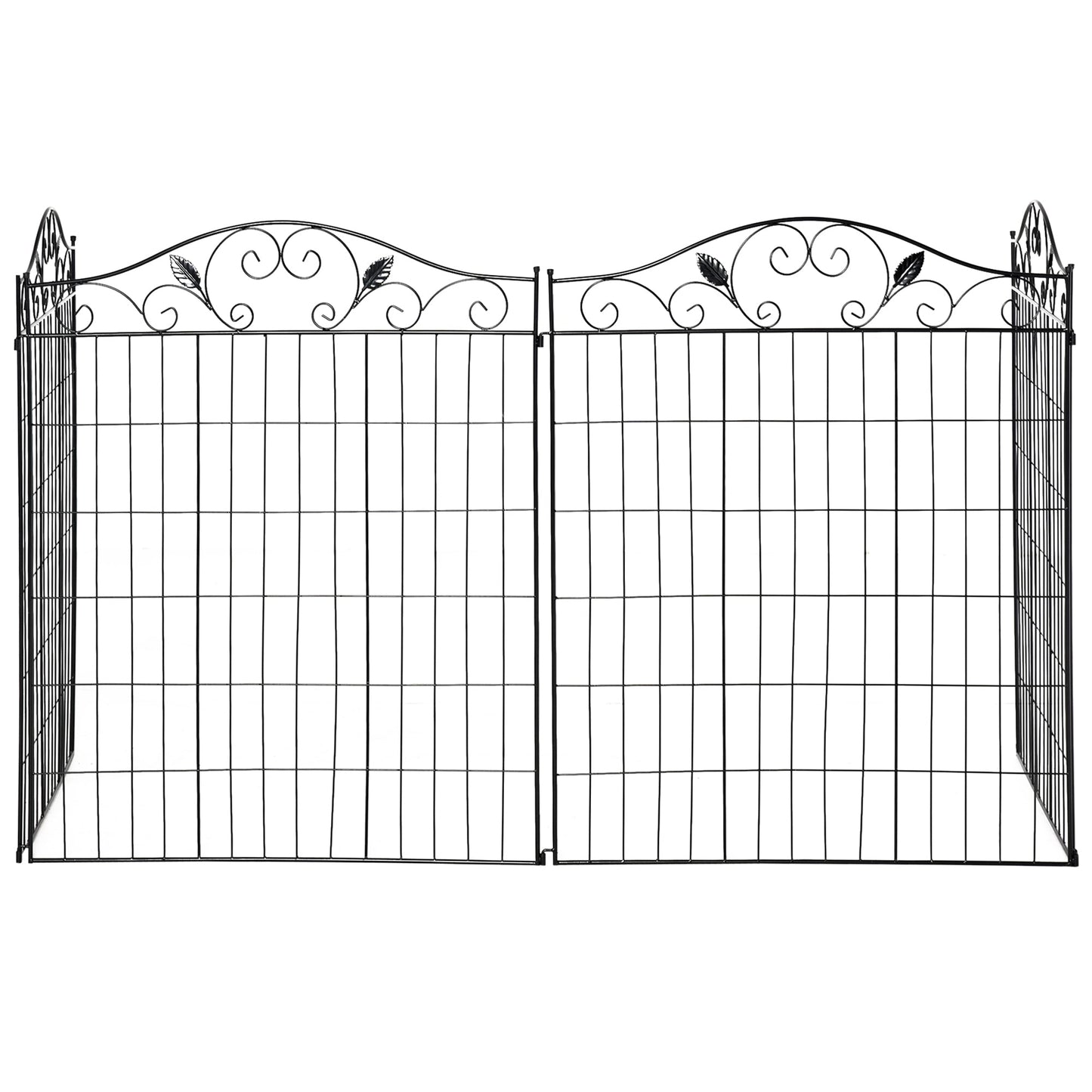 Garden Decorative Fence 4 Panels 44in x 12ft Steel Border Edging for Landscaping