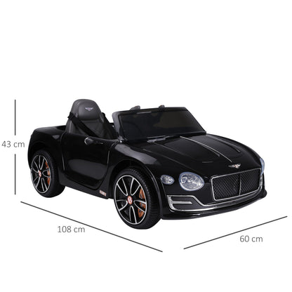 Compatible Electric Kids Ride On Car Bentley GT 12V Battery Powered Toy Two Motors with LED Light Music Parental Remote Control for 3 - 8 Years Black Bentley