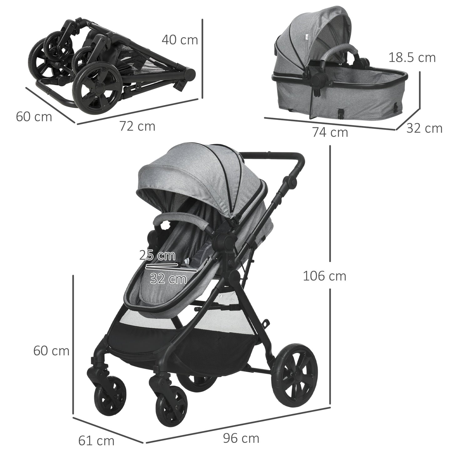 2 in 1 Lightweight Pushchair w/ Reversible Seat