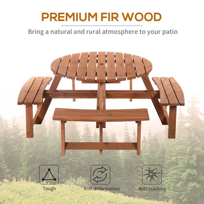 Outsunny 8-Seater Wooden Picnic Set-Fir Wood