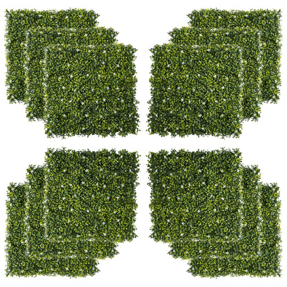 12-Piece 20" x 20" Artificial Boxwood Wall Panel Milan Grass Privacy Fence Screen