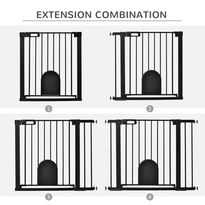 PawHut Dog Gate with Cat Flap Pet Safety Gate Barrier