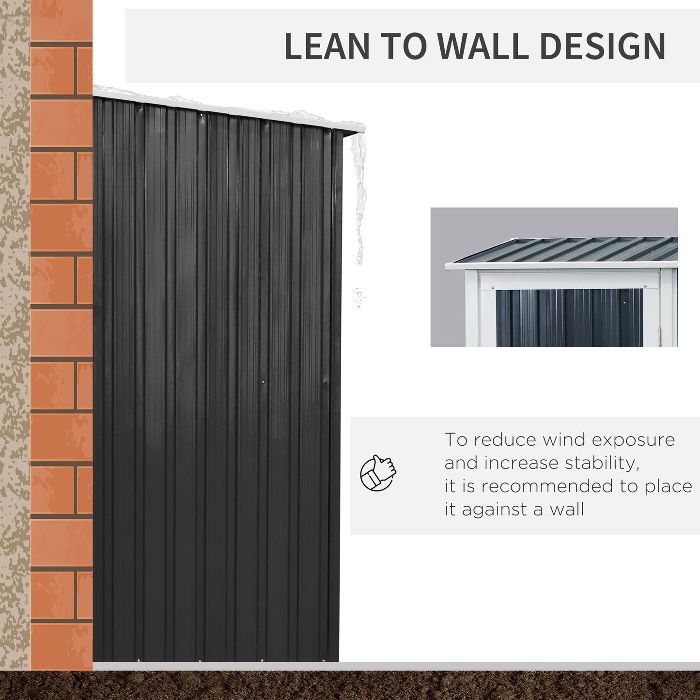 Galvanised 5 x 3' Single Door Pent Garden Store Lockable Steel Grey by Steadfast