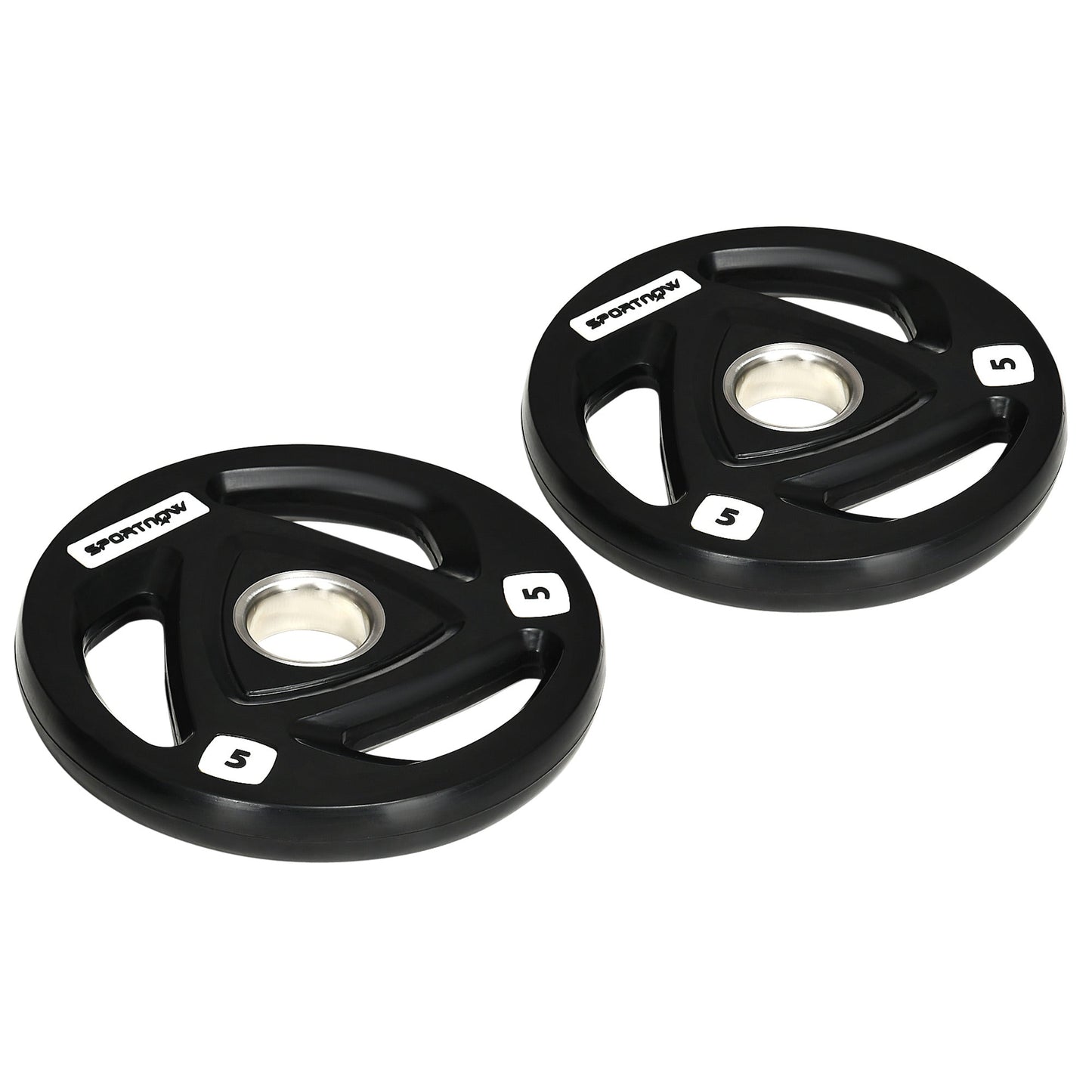 Olympic 2 x 5kg With 5cm Core Hole Weight Plates Steel & Rubber Black by Sportnow