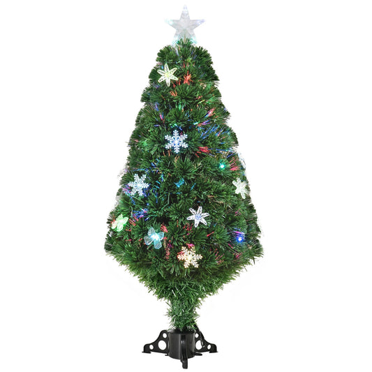 4 Foot Prelit Artificial Christmas Tree Fiber Optic LED Light Holiday Home Xmas Decoration Tree with Foldable Feet