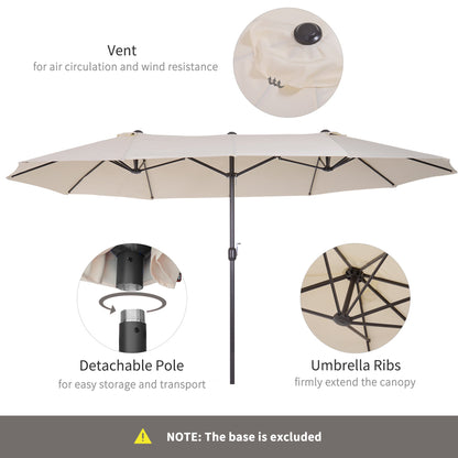 4.6m Double-Sided Patio Parasol Sun Umbrella-Beige