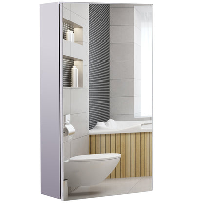 Stainless Steel Wall-mounted Bathroom Mirror Storage Cabinet 300mm W