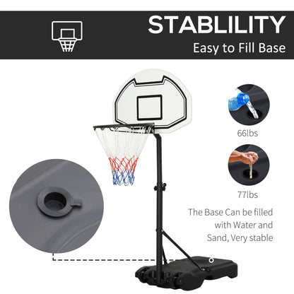 Steel Frame Freestanding Basketball Hoop Height Adjustable Basketball Stand Black