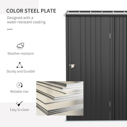 Galvanised 5.3 x 3.1' Single Door Pent Garden Store Steel Grey by Steadfast